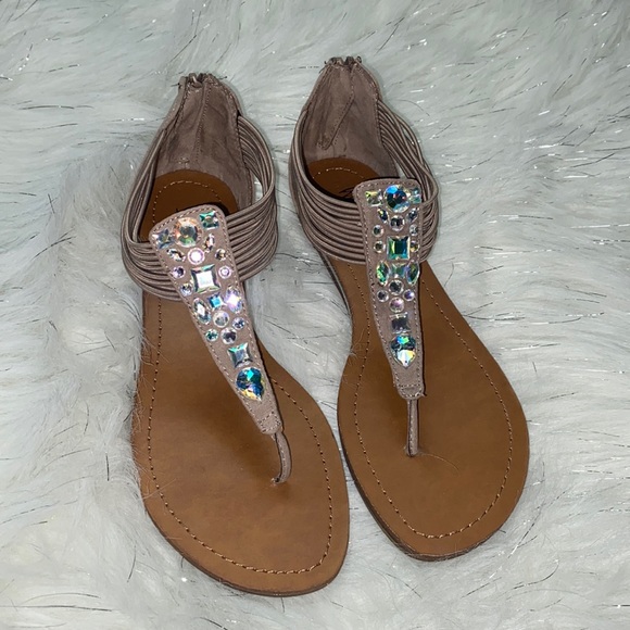 MOSSIMO Jeweled Thong Zip Back Sandals - Picture 1 of 5